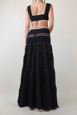 Knit Tiered Black Maxi Skirt