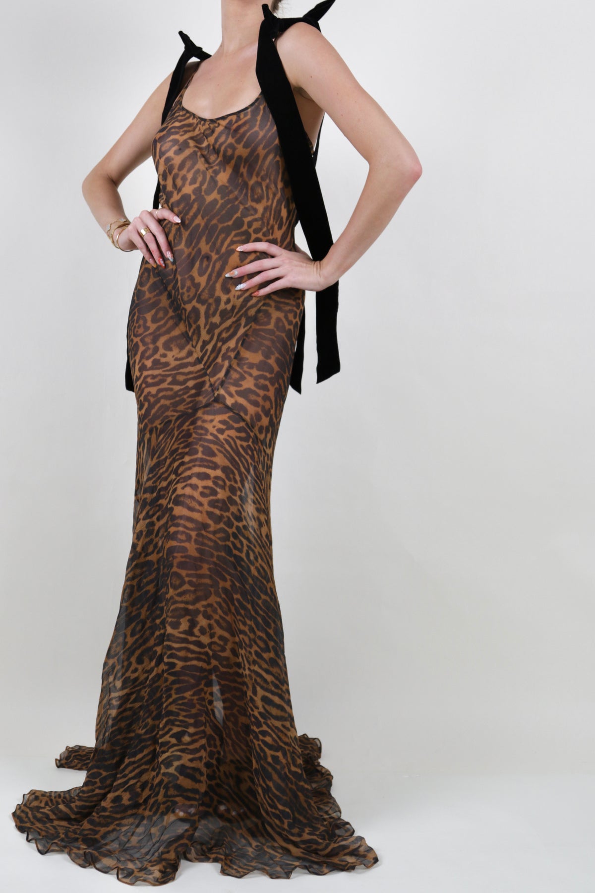 Leopard Sheer Maxi Gown