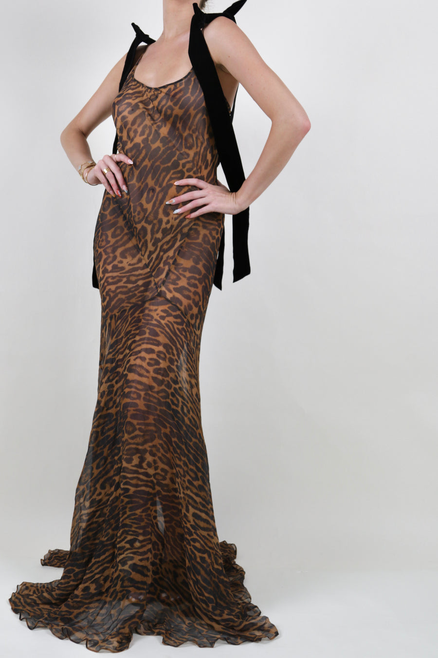 Leopard Sheer Maxi Gown