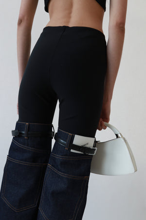 Stirrup Denim-Panel Pants