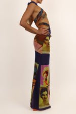 Jean Paul Gaultier Soleil SS 2002 Vintage “Portraits” Mesh Wrap Maxi Dress