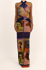 Jean Paul Gaultier Soleil SS 2002 Vintage “Portraits” Mesh Wrap Maxi Dress