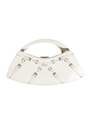 Vintage Y2K White Patent Leather Bondage Leather Clutch