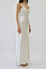 Vintage Vera Wang Ivory Silk Bias-Cut Wedding Gown with Crystal-Embellished Straps