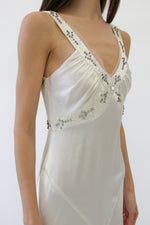 Vintage Vera Wang Ivory Silk Bias-Cut Wedding Gown with Crystal-Embellished Straps