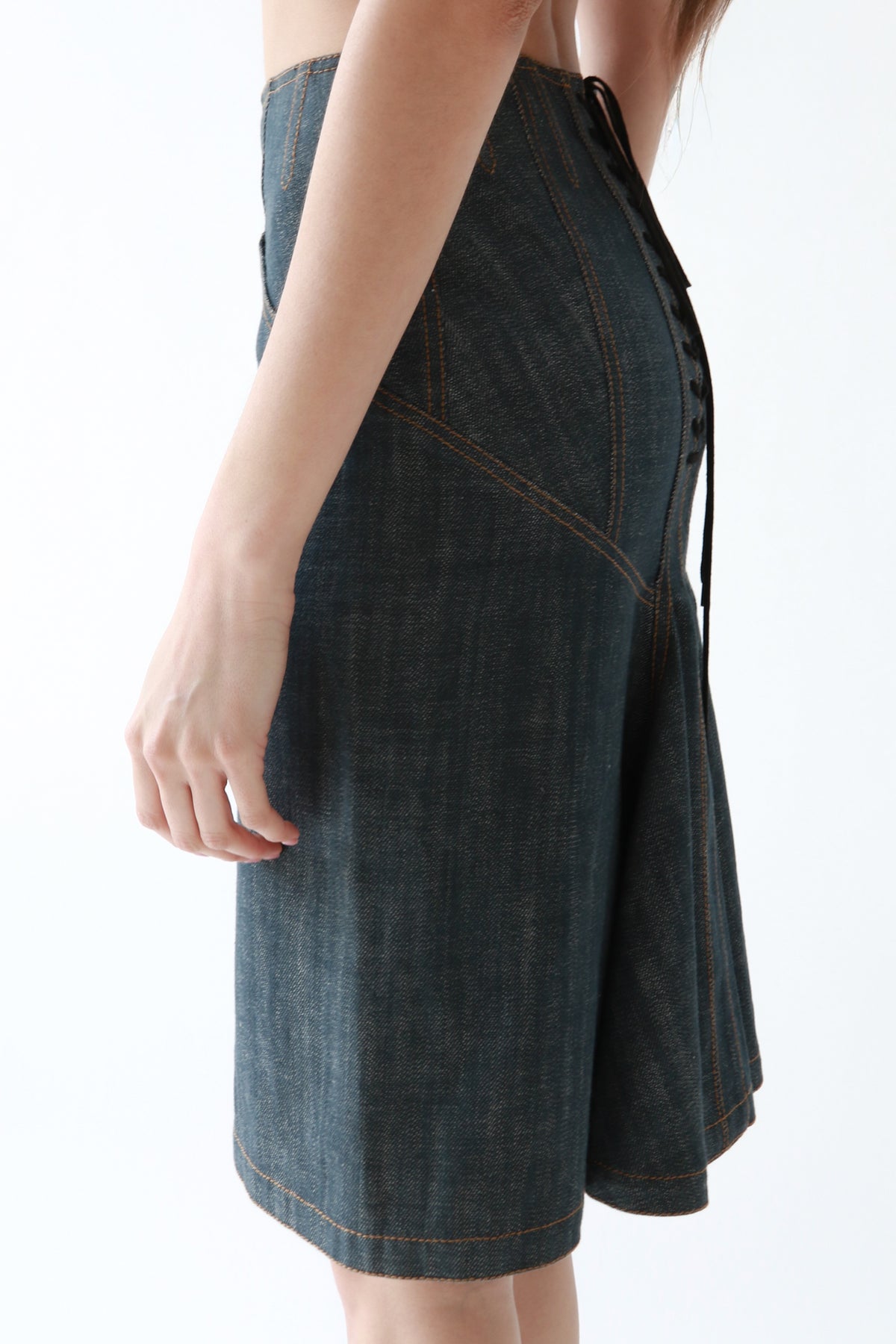 Alaia Denim Laceup Skirt