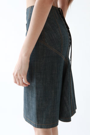 Alaia Denim Laceup Skirt