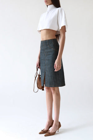 Alaia Denim Laceup Skirt