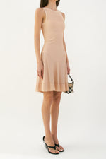 Nude Knit Fit-and-Flare Sleeveless Mini Dress