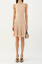 Nude Knit Fit-and-Flare Sleeveless Mini Dress