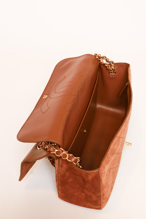 2026 Métiers d'Art Camel Gold Suede Maxi Flap Bag