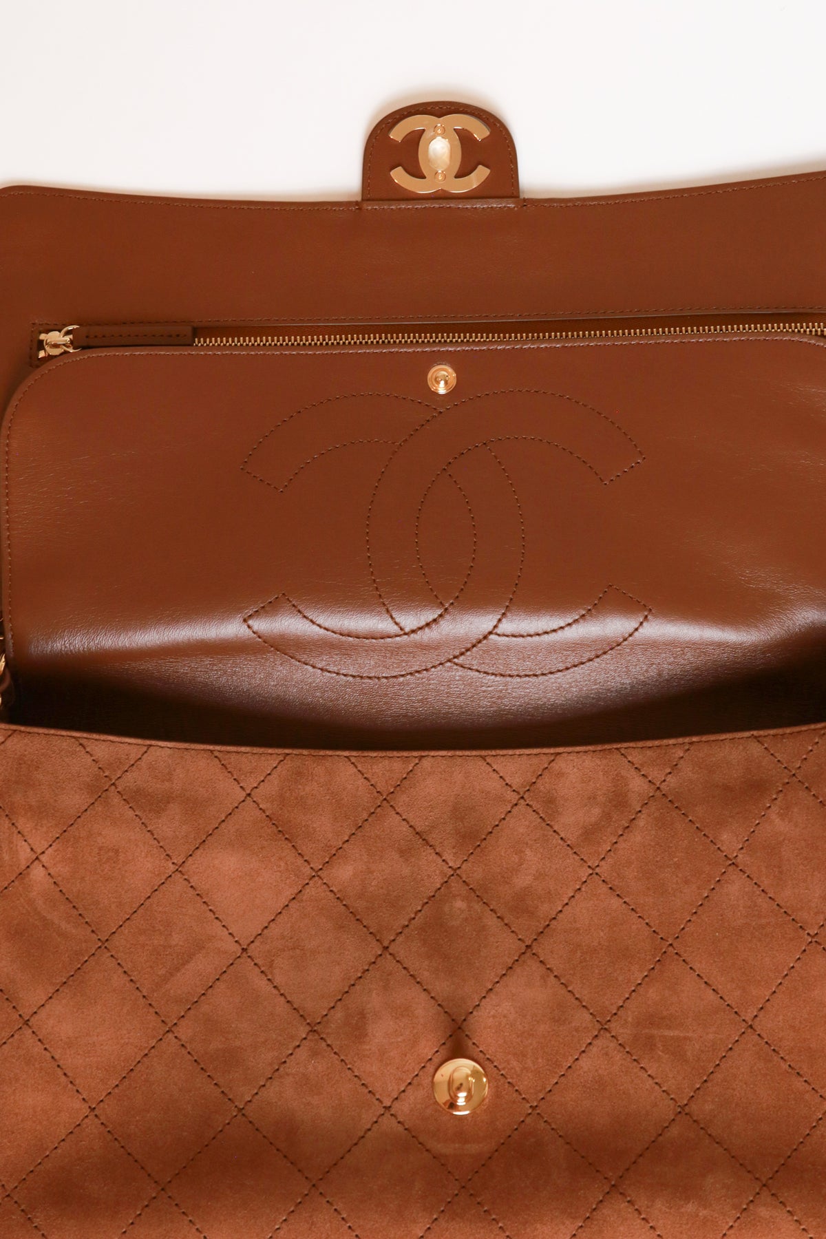 2026 Métiers d'Art Camel Gold Suede Maxi Flap Bag