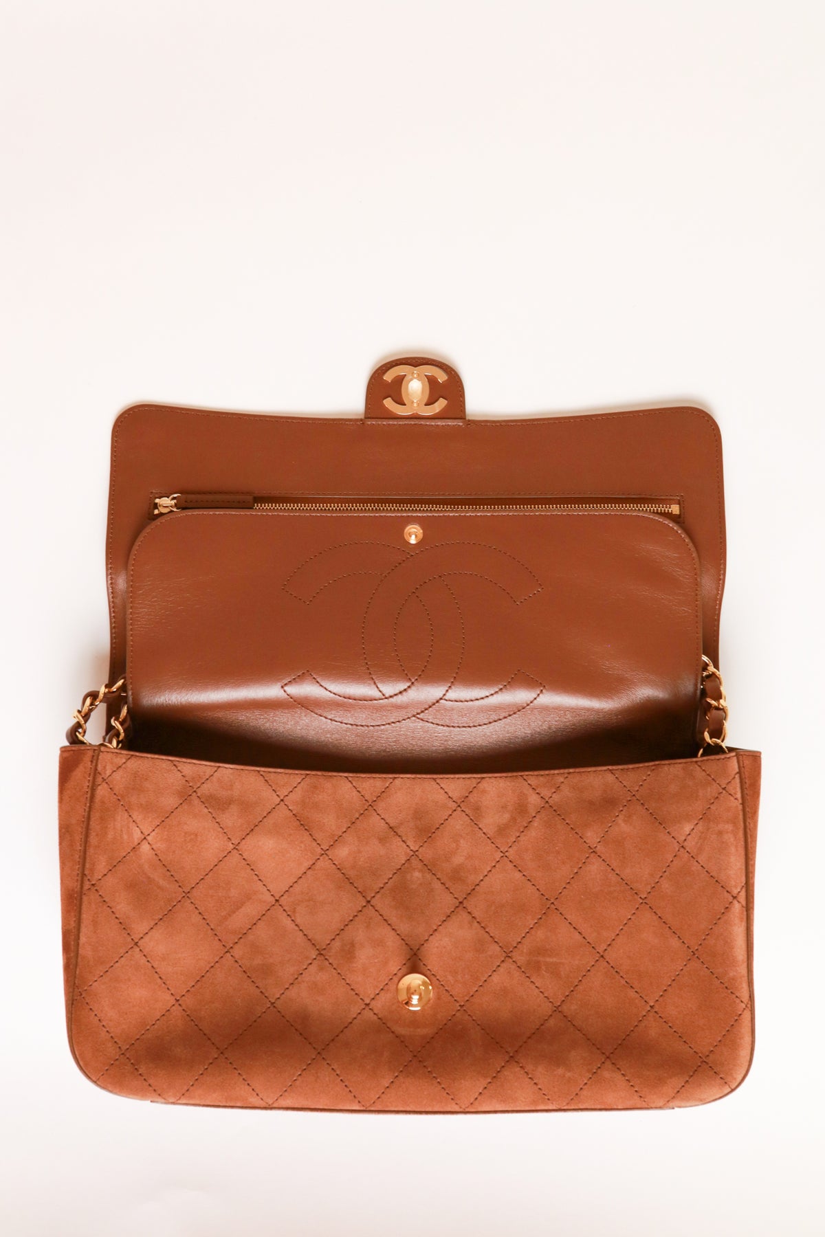 2026 Métiers d'Art Camel Gold Suede Maxi Flap Bag