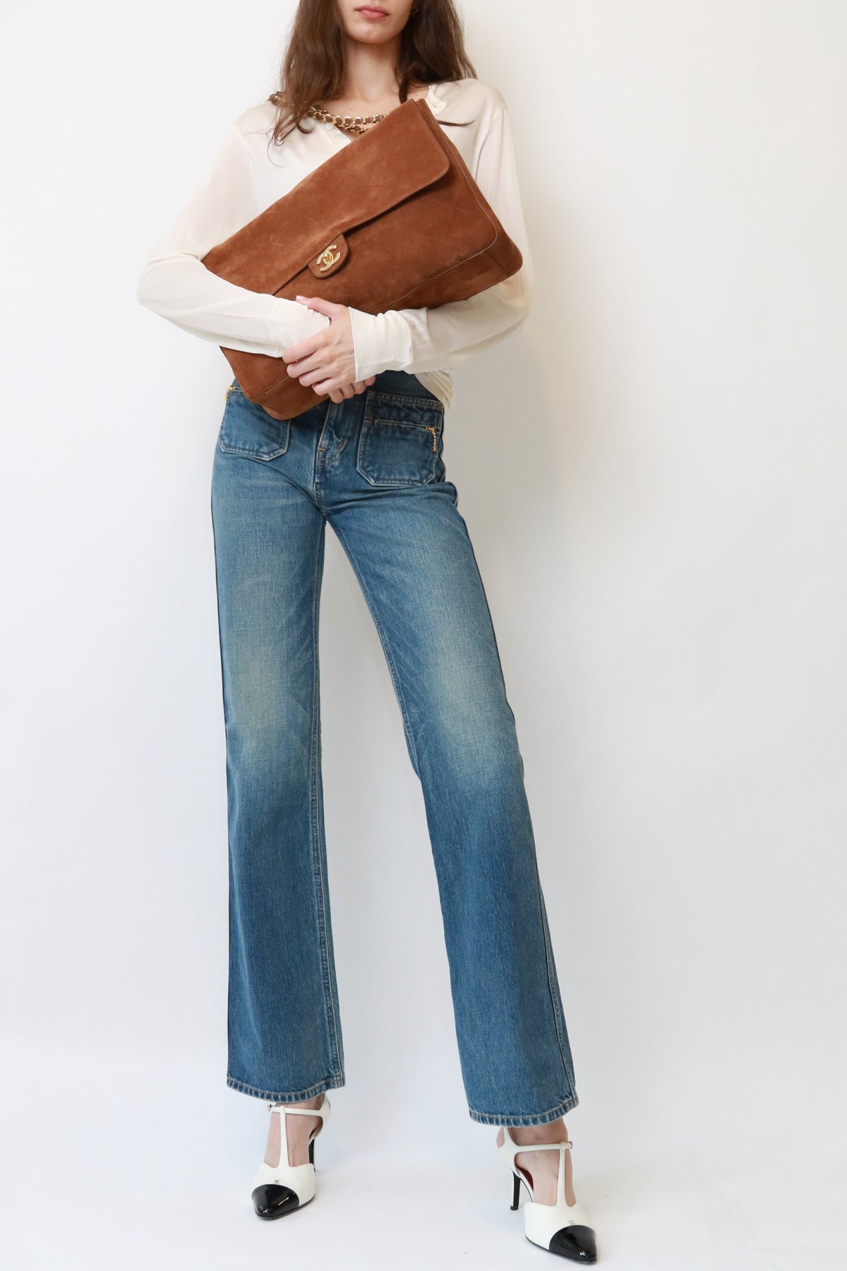 Chanel Maxi "Souplissimo" Large Flap Bag Camel Suede Gold Hardware