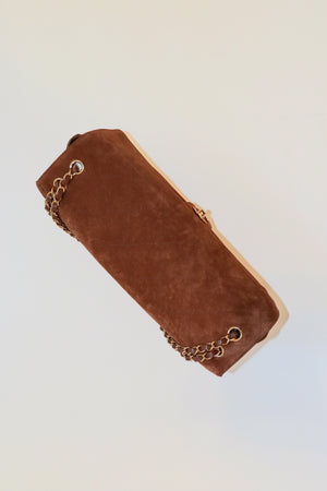 Chanel Maxi "Souplissimo" Large Flap Bag Camel Suede Gold Hardware