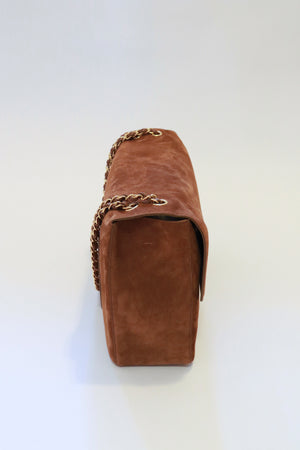 Chanel Maxi "Souplissimo" Large Flap Bag Camel Suede Gold Hardware