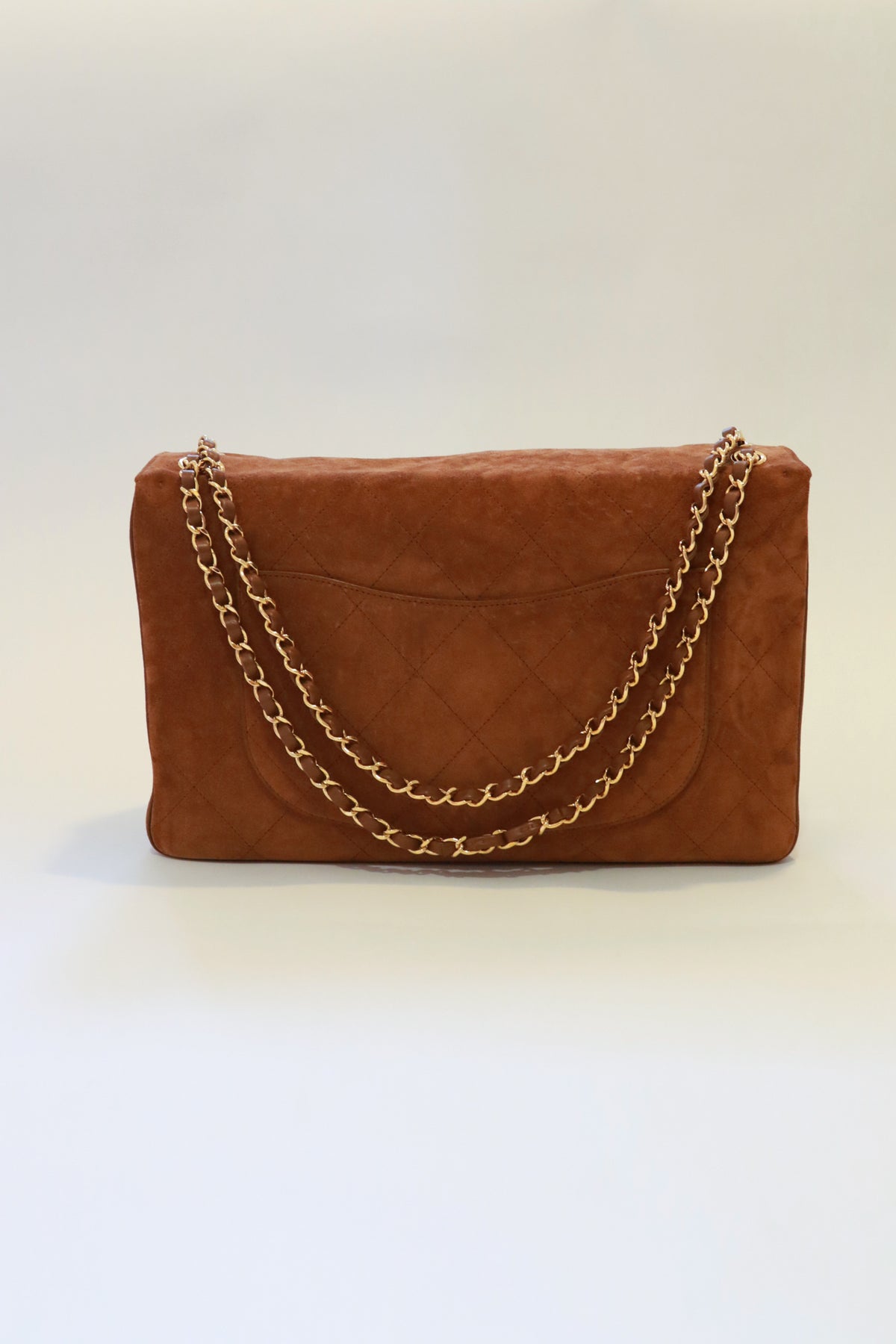 Chanel Maxi "Souplissimo" Large Flap Bag Camel Suede Gold Hardware