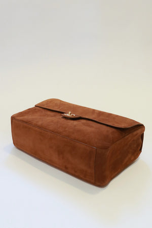 Chanel Maxi "Souplissimo" Large Flap Bag Camel Suede Gold Hardware
