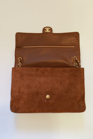 Chanel Maxi "Souplissimo" Large Flap Bag Camel Suede Gold Hardware