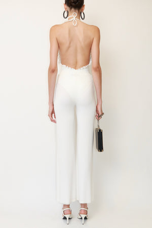 White Ruffle Halter CC Swim Bodysuit