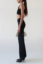 Stirrup Denim-Panel Pants