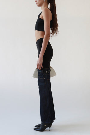 Stirrup Denim-Panel Pants