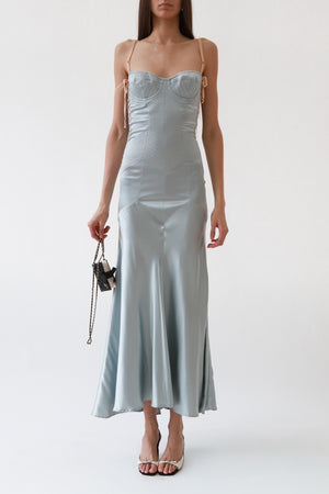 Dolce & Gabbana Blue Silk Evening Dress
