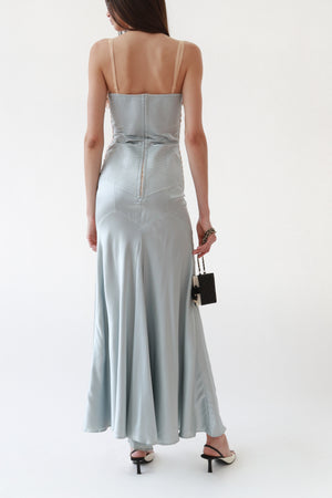 Dolce & Gabbana Blue Silk Evening Dress