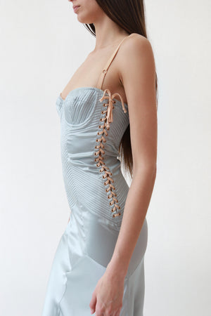 Dolce & Gabbana Blue Silk Evening Dress