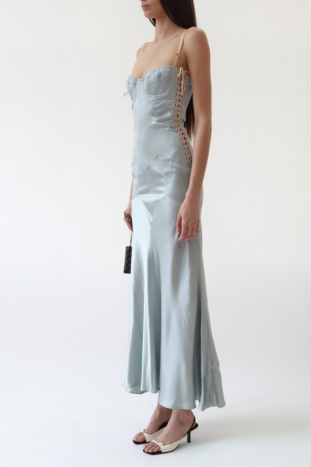 Dolce & Gabbana Blue Silk Evening Dress