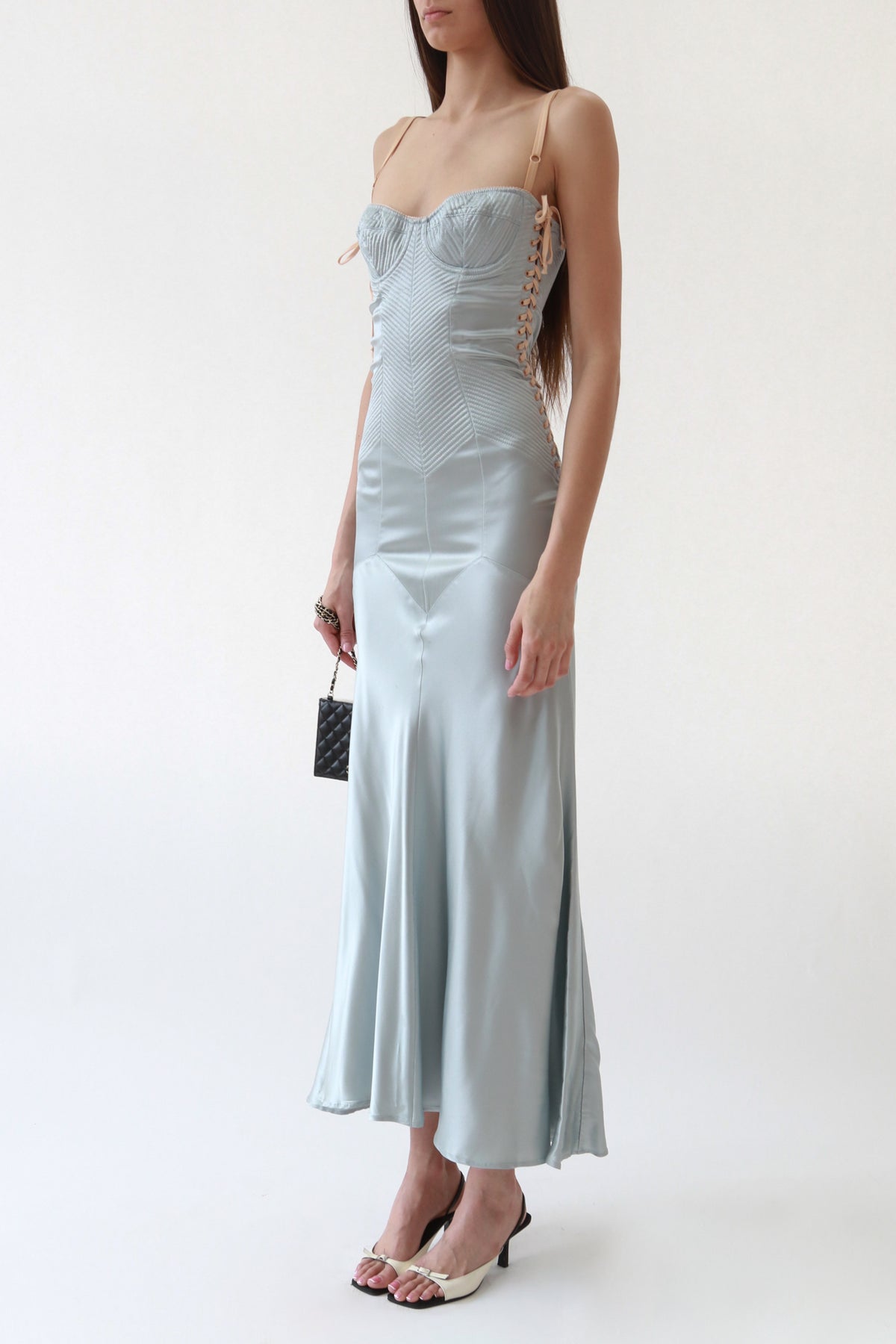 Dolce & Gabbana Blue Silk Evening Dress