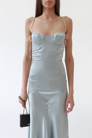 Dolce & Gabbana Blue Silk Evening Dress