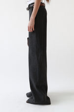 Grey Wool Pinstripe Wide-Leg Trousers