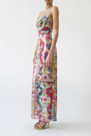 Etro Multicolour Embellished Slip Gown
