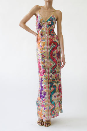 Etro Multicolour Embellished Slip Gown