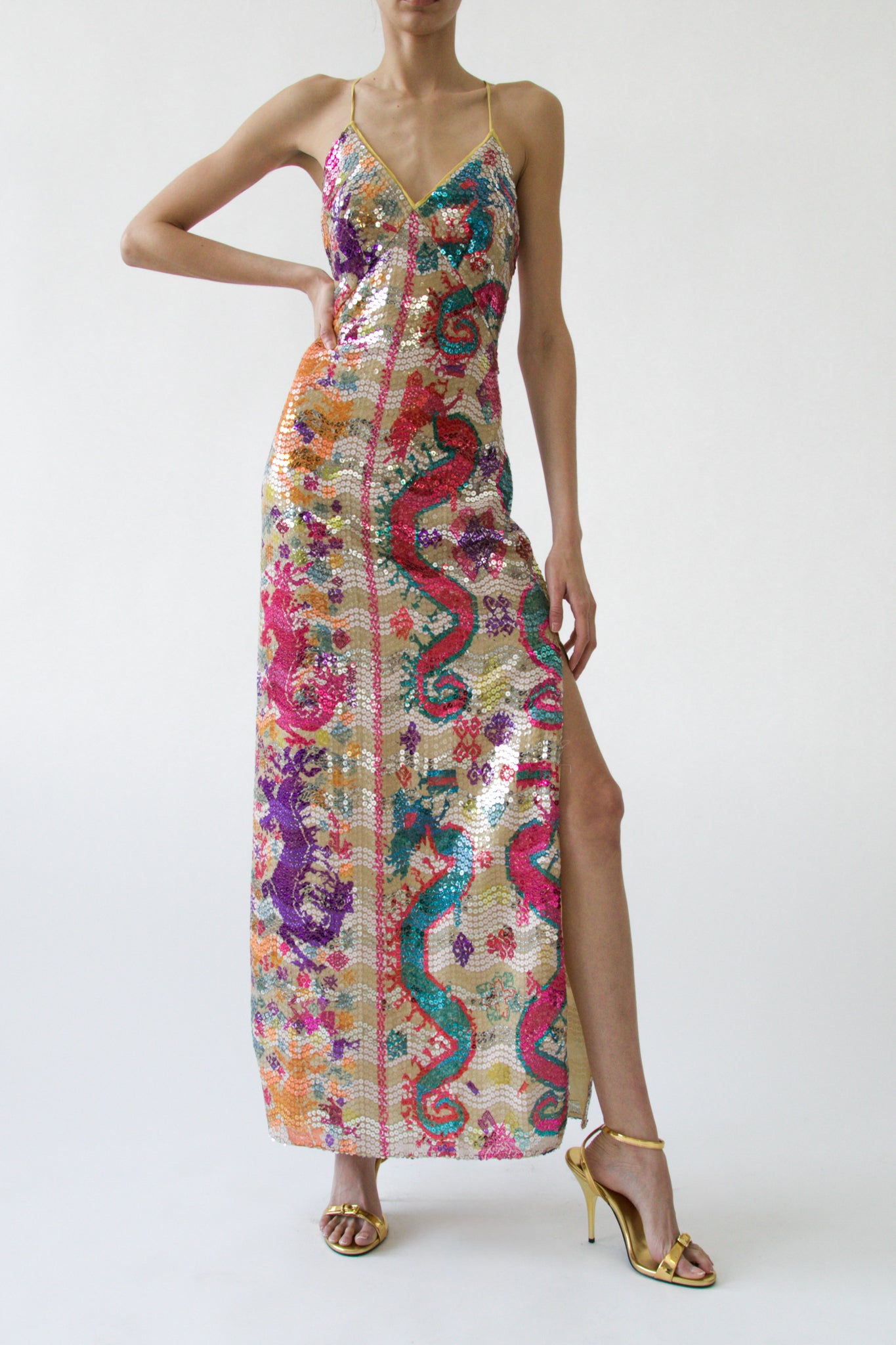 Etro Multicolour Embellished Slip Gown