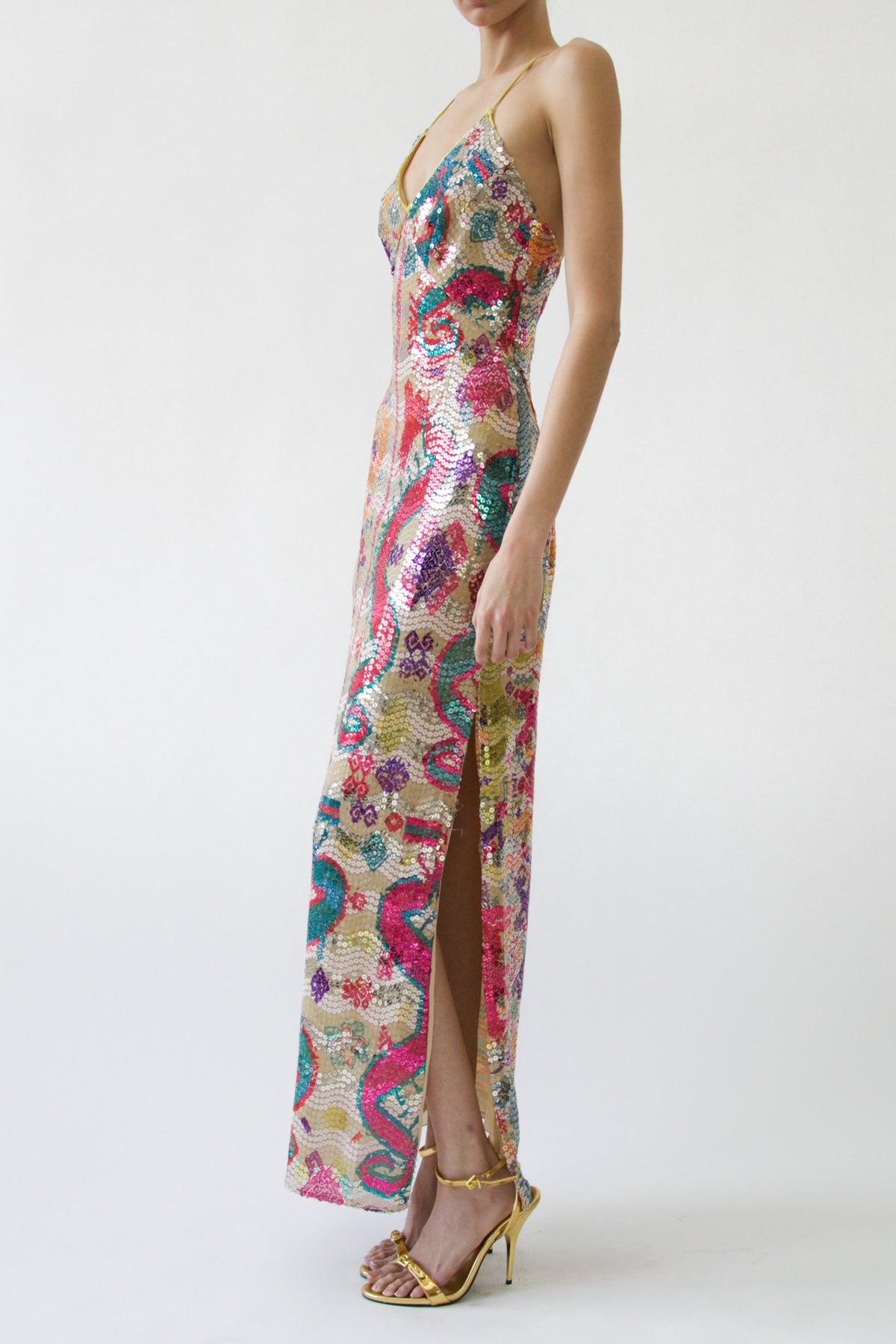Etro Multicolour Embellished Slip Gown