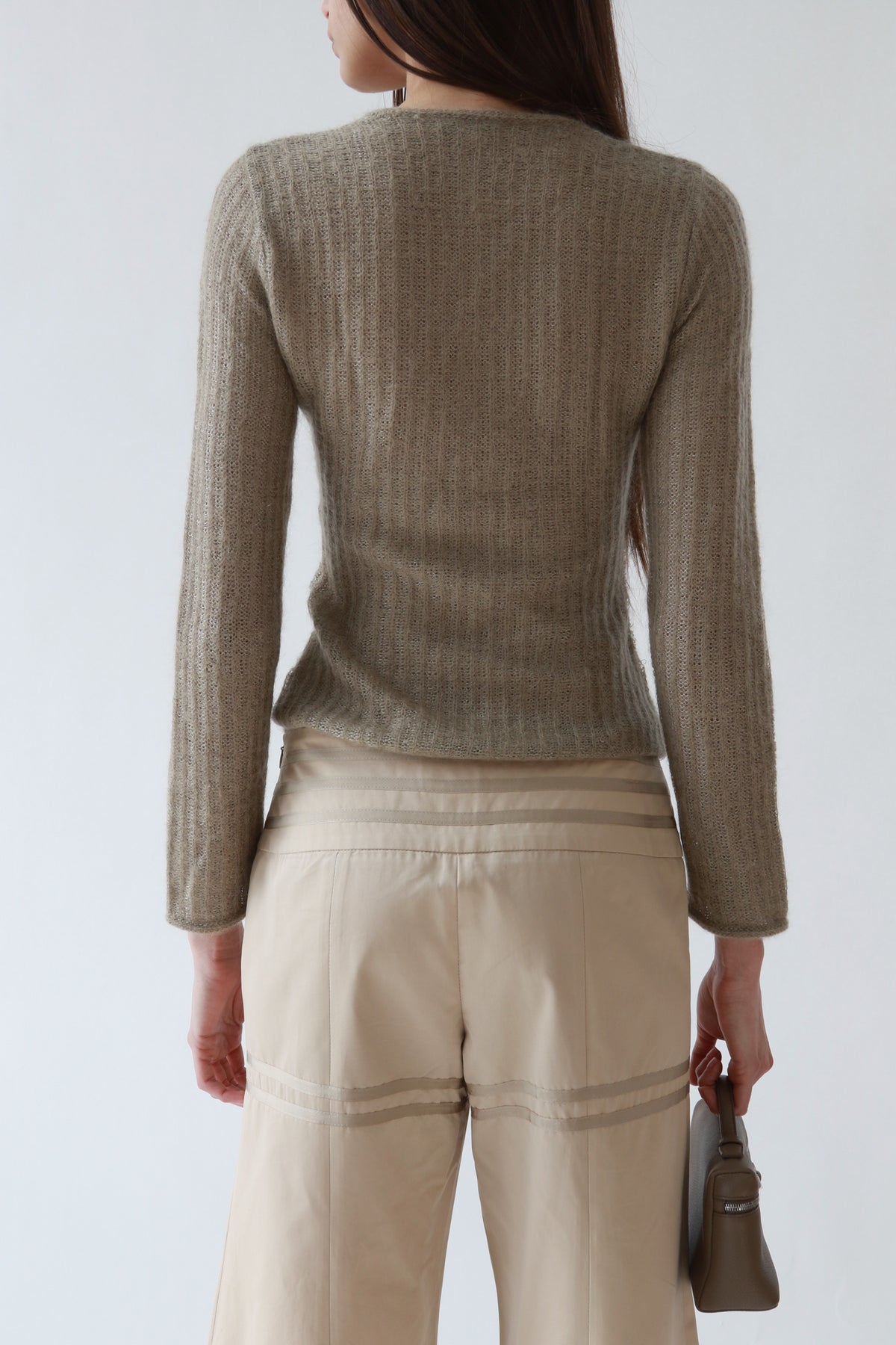 Vintage Taupe Ribbed Mohair-Blend Sweater