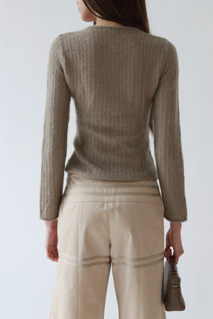 Vintage Taupe Ribbed Mohair-Blend Sweater