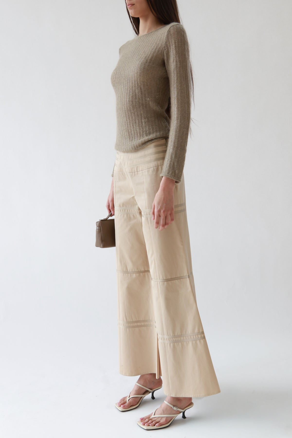 Vintage Taupe Ribbed Mohair-Blend Sweater