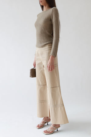 Vintage Taupe Ribbed Mohair-Blend Sweater