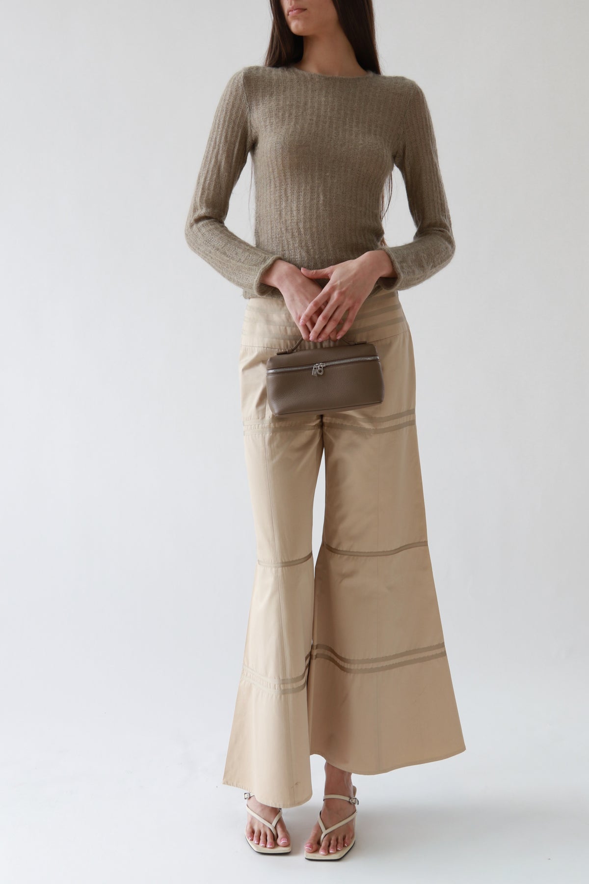 Vintage Taupe Ribbed Mohair-Blend Sweater