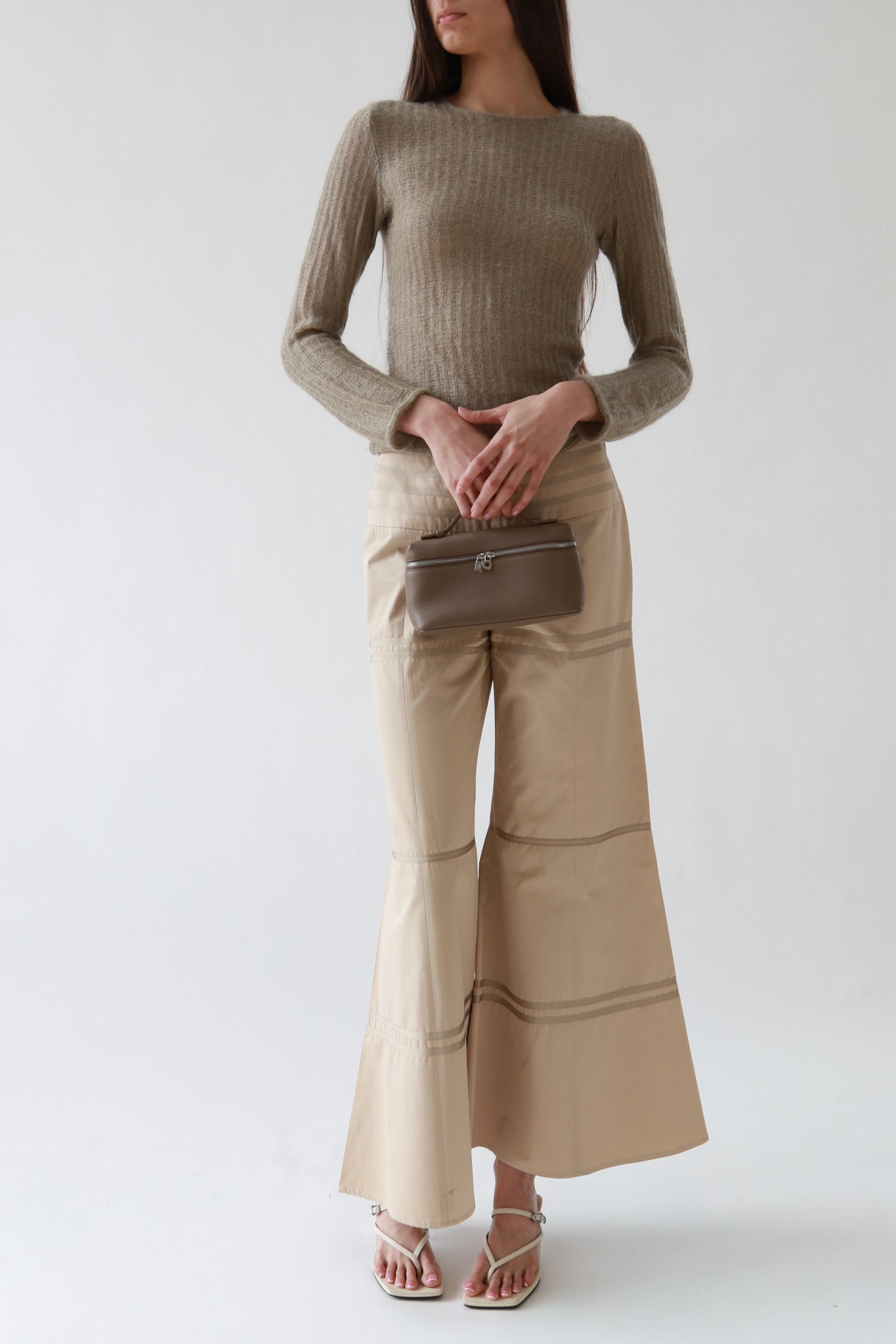 Vintage Taupe Ribbed Mohair-Blend Sweater