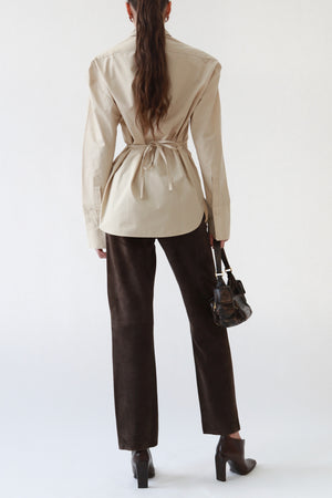 Vintage Brown Leather V-Cut Ankle Booties