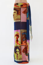 Jean Paul Gaultier Soleil SS 2002 Vintage “Portraits” Mesh Wrap Maxi Dress