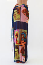 Jean Paul Gaultier Soleil SS 2002 Vintage “Portraits” Mesh Wrap Maxi Dress
