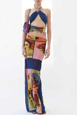 Jean Paul Gaultier Soleil SS 2002 Vintage “Portraits” Mesh Wrap Maxi Dress