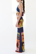 Jean Paul Gaultier Soleil SS 2002 Vintage “Portraits” Mesh Wrap Maxi Dress