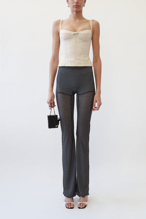 Sheer Mesh Geometric Flare Trousers