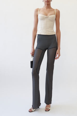 Sheer Mesh Geometric Flare Trousers
